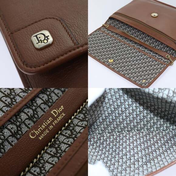 DIOR Chain Shoulder Bag Leather Brown - Picture 11 of 12